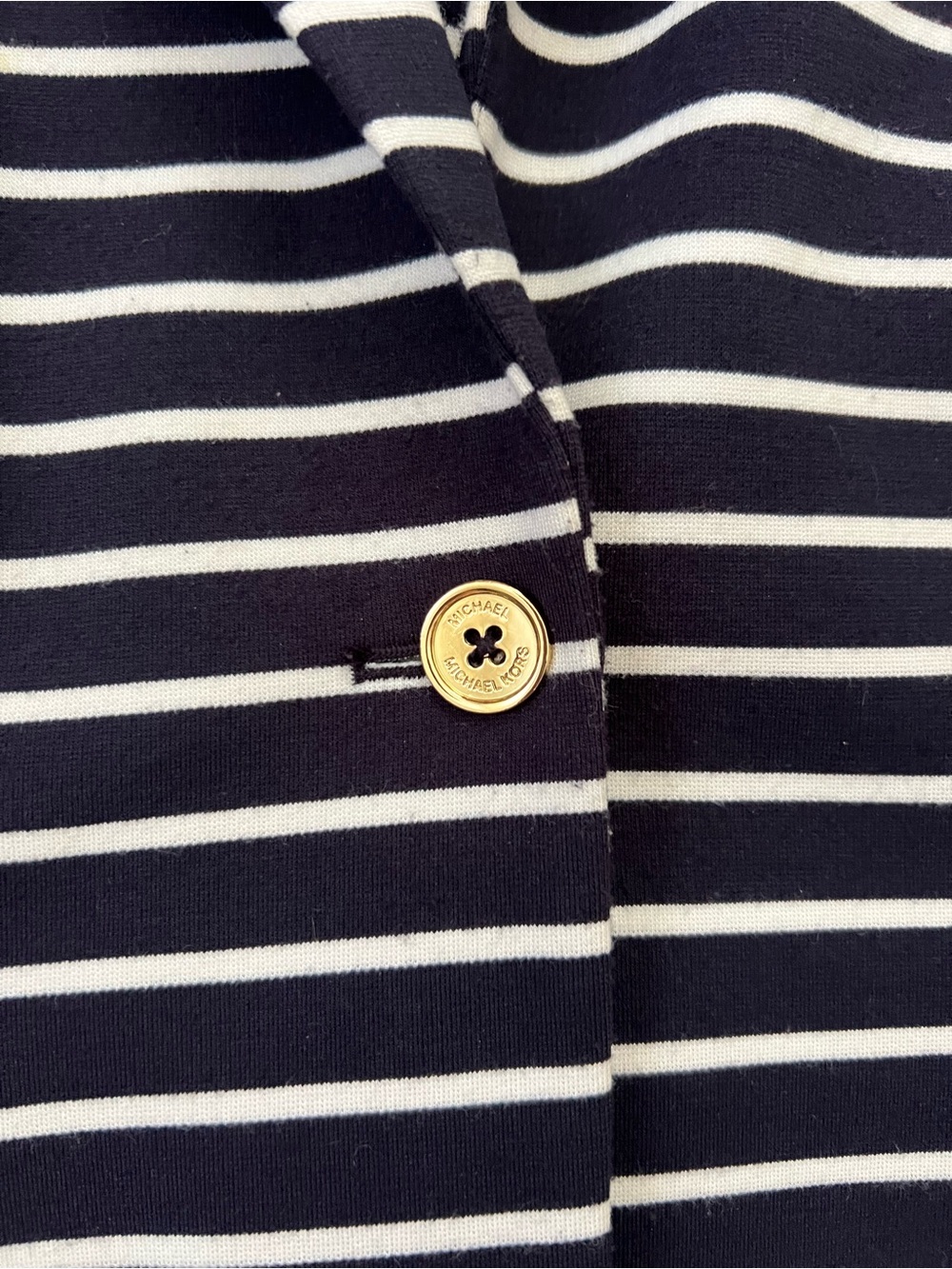 Michael Kors Women’s 16W Navy White Striped Blazer Nautical Preppy Gold Button - Picture 5 of 9